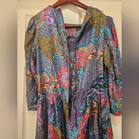 RARE Vintage Jane Schaffhausen Belle France Women's Velvety Floral Prairie Dress - Picture 5 of 11